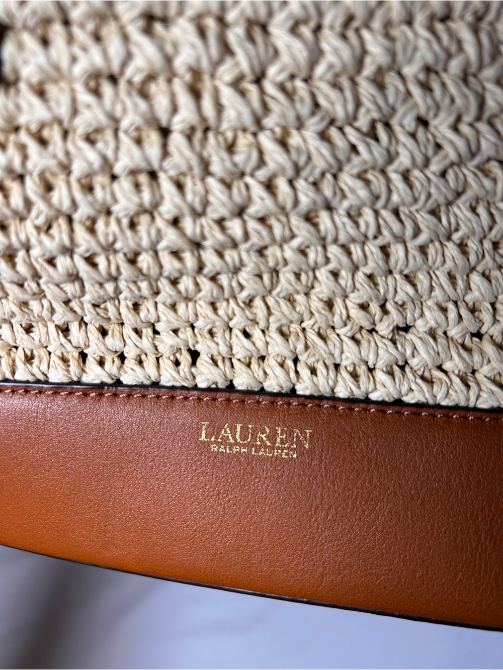 Lauren Ralph Lauren Straw Crochet Satchel Crossbody Bag Summer Boho - Picture 7 of 7